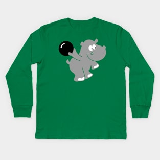 Bowling Hippo Kids Long Sleeve T-Shirt